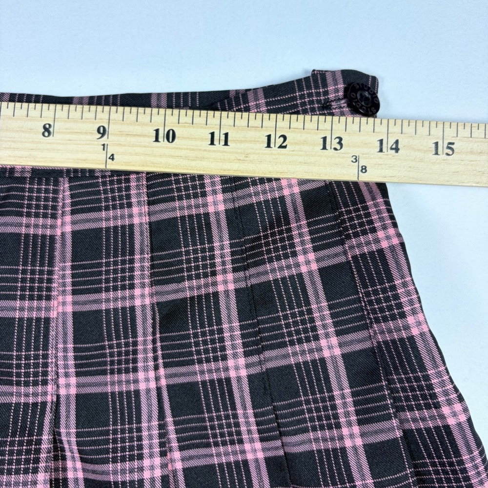 Wonderplace Pleated Mini Skirt Pink Black Plaid Check Schoolgirl Grunge Women S - Picture 2 of 8